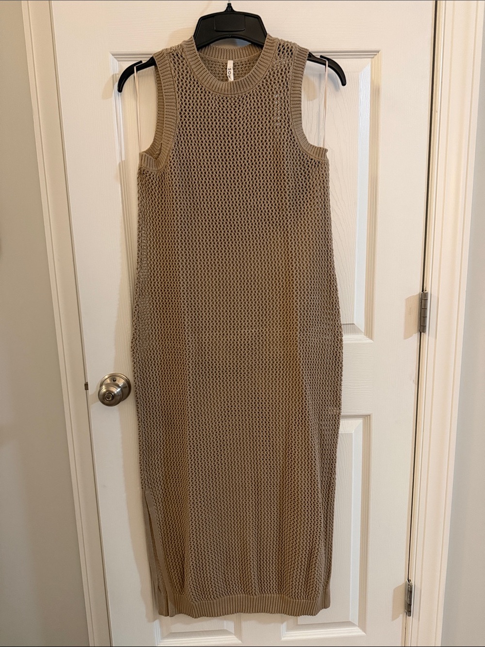 Soma Beige Open-Weave Sleeveless Maxi Dress
